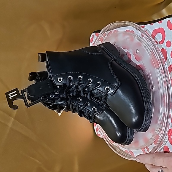 A Wonder Nation Girls Black Combat Boots, Lace Up / Zipper, Size 11, NWT - Picture 3 of 8